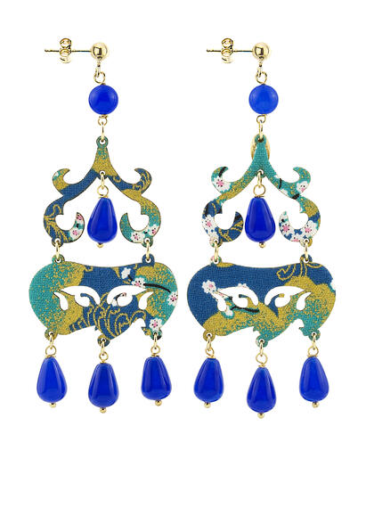 Orecchini Chandelier Corto Blu - Lebole Maison